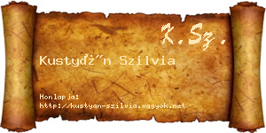 Kustyán Szilvia névjegykártya